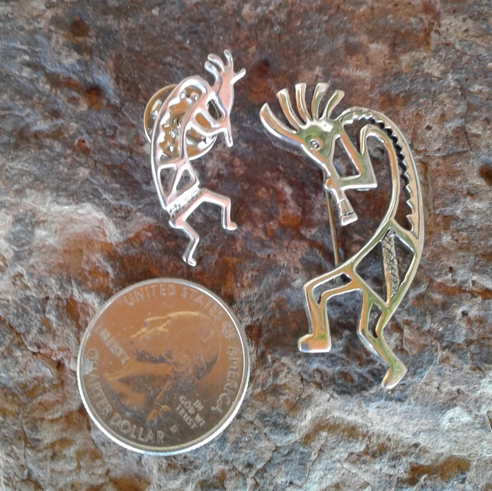 Sterling Silver Kokopelli Set of 2 Pins - Picture 5 of 8